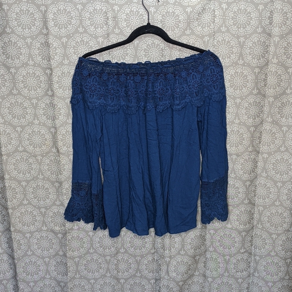 Blue OTS Blouse